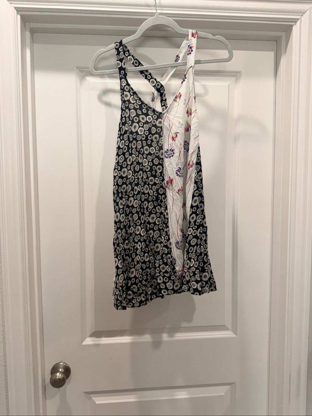 Free People Back To Back Mixed Floral Patchwork Slip Dress Black White XS